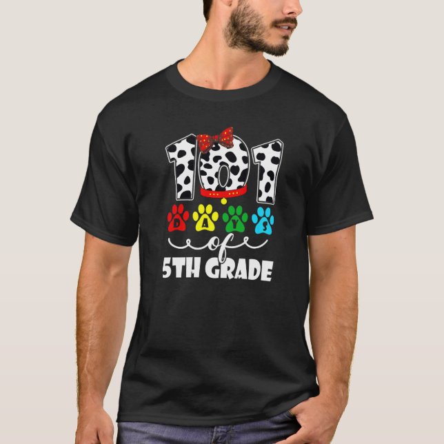 T-shirt Happy 101 Days School 5th Grade Dog 100 Days Smart (Devant)