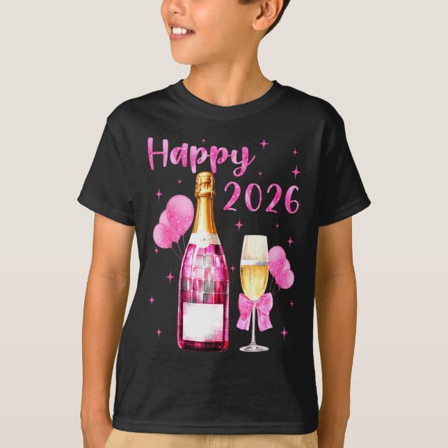 T-shirt Happy 2026 Cheers To A New Year 2026 Champagne Coq (Devant)