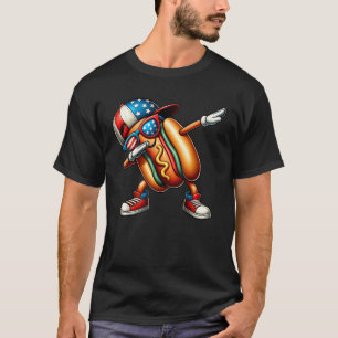 T-shirt Happy 4 juillet Dabbing Hot Dog Funny USA Boys K