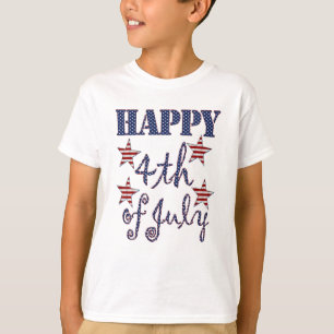 T-shirt Happy 4 juillet Stars and Stripes Typographie