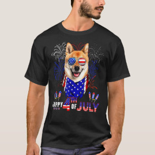 T-shirt Happy 4th Of July American Flag Shiba Inu Dog Sung