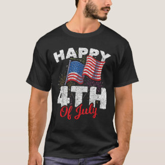 T-shirt Happy 4th Of July Patriotic American US Flag 4th O