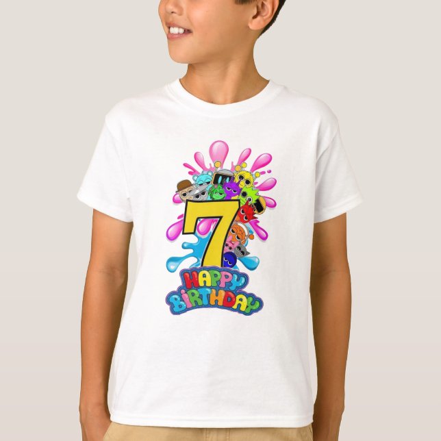 T-shirt Happy 7th Birthday Sprunki - Simon Funbot Oren (Devant)
