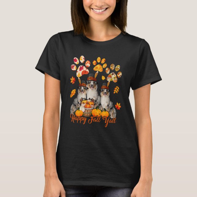 T-shirt Happy Automne Y'all Thanksgiving Trois Australie S (Devant)