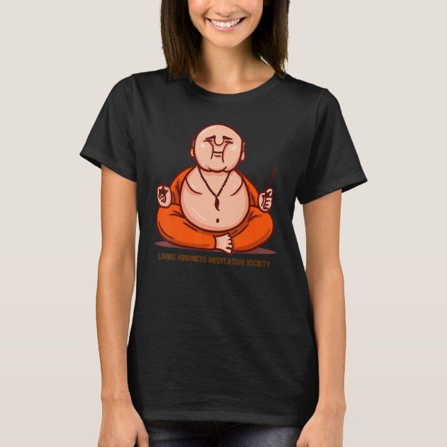 T-shirt Happy Buddha Loving Kindness Metta Blessing Prayer (Devant)