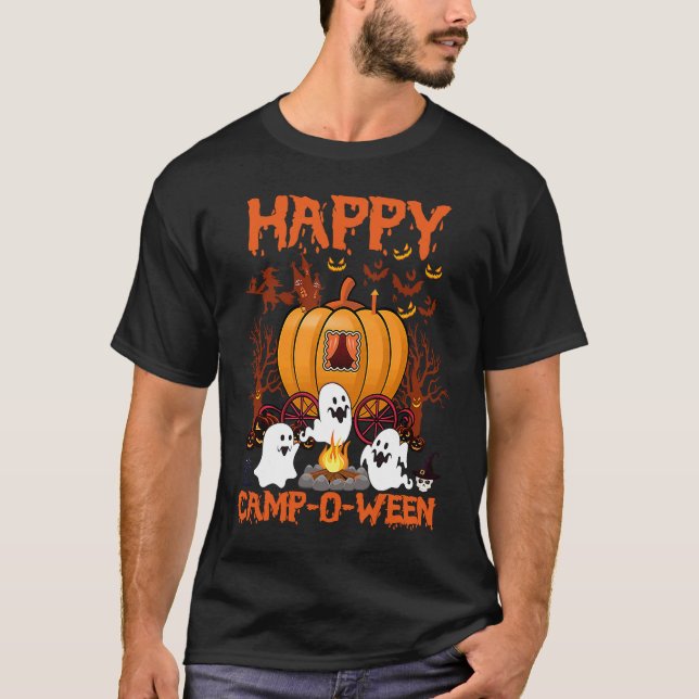 T-shirt Happy Camp O Ween Halloween Camping Camper (Devant)