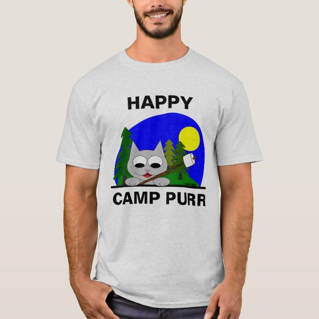 T-shirt Happy Camp Purr Camper Cat Funny T Shirt (Devant)