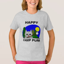 Happy Camp Purr Funny Camping Cartoon T Chemise