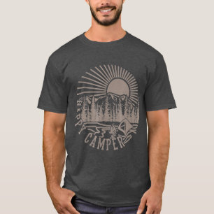 T-shirt Happy Camper avec Trees Mountain et le soleil