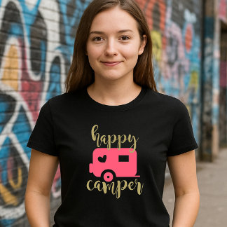 T-shirt Happy Camper - Camper Rose Coeur