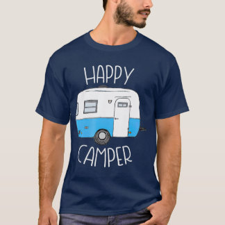 T-shirt Happy Camper Camping s Blue Boler Camping Trailer