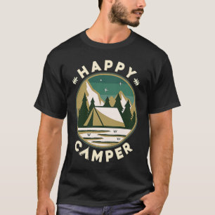 T-shirt Happy Camper Funny Camping Faune Retro Vintage
