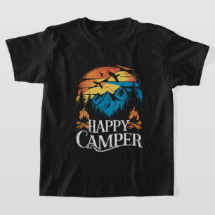 T-shirt Happy Camper Retro Vintage Matching Camping Crew