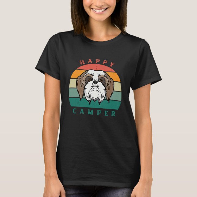 T-shirt Happy Camper Sunset Furry Shih Tzu Dog   Graphic (Devant)