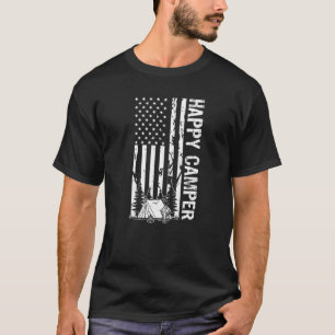 T-shirt Happy Camping Camper American Flag Us Randonnée