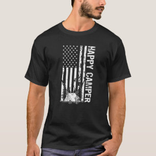 T-shirt Happy Camping Camper American Flag Us Randonnée