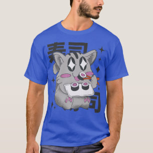 T-shirt Happy Cat Manger Sushi Japon Style Kawaii Anime Su