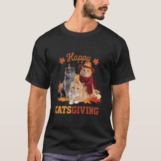 T-shirt Happy Catsgiving mignon Thanksgiving Cat Wears Pil