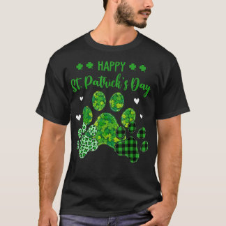 T-shirt Happy Chien Paws Empreintes de léopard Chien Propr