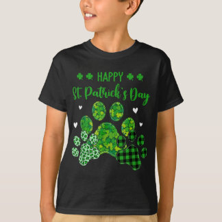 T-shirt Happy Chien Paws Empreintes de léopard Chien Propr