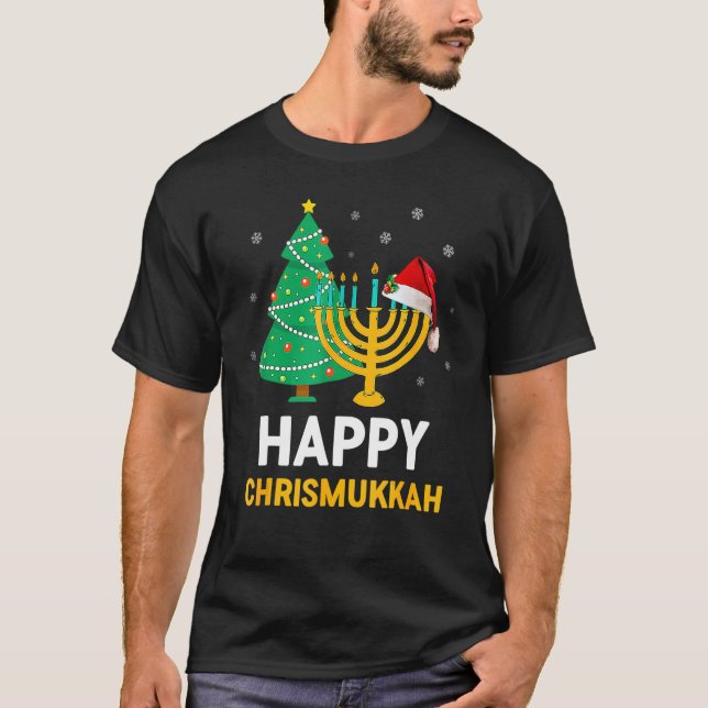 T-shirt Happy Chrismukkah  Hanukkah And Christmas (Devant)
