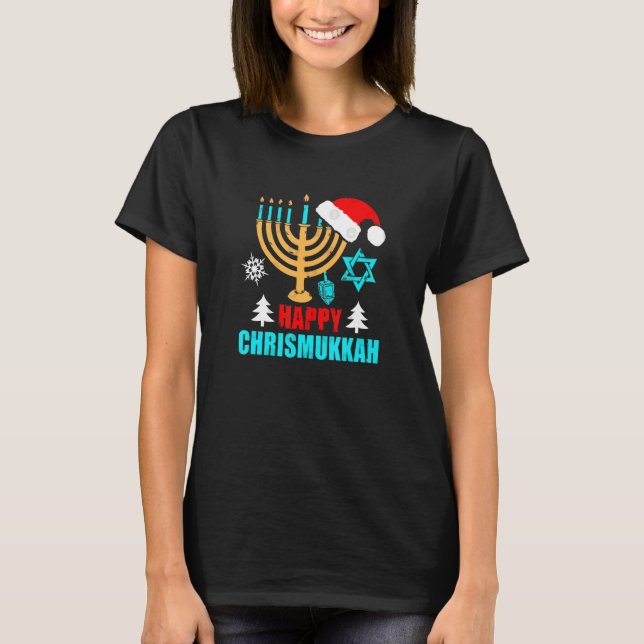 T-shirt Happy Chrismukkah Jewish Hanukkah Festival (Devant)