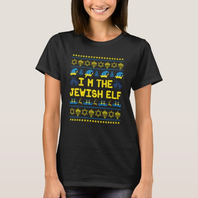 T-shirt Happy Christmukkah Jewish I'm The Jewish Elf Chris (Devant)