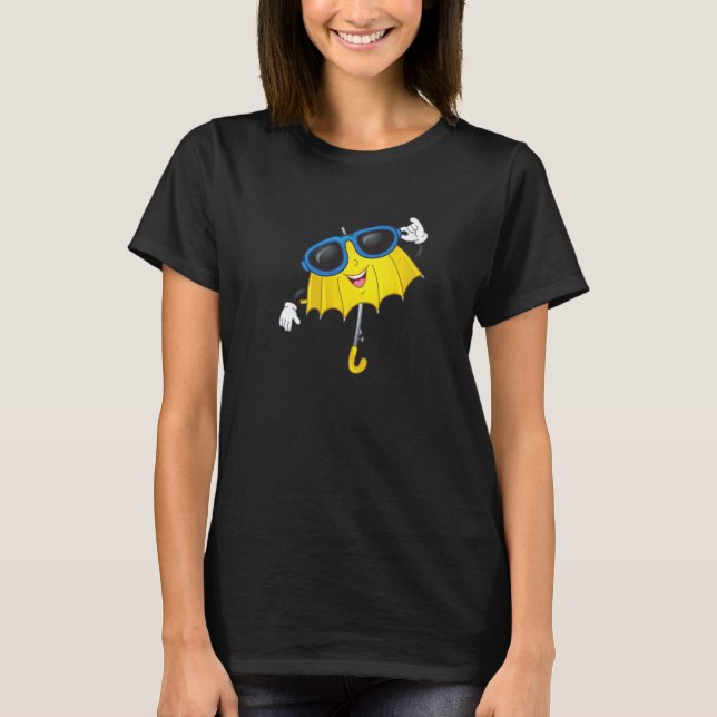 T-shirt Happy Cool Yellow Umbrella and Sunglasses for Men  (Devant)