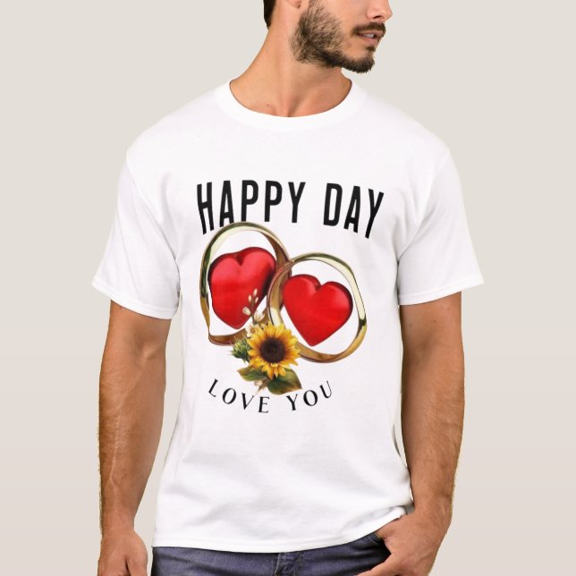 T-shirt Happy Day Typographie Art pour l'impression person (Devant)