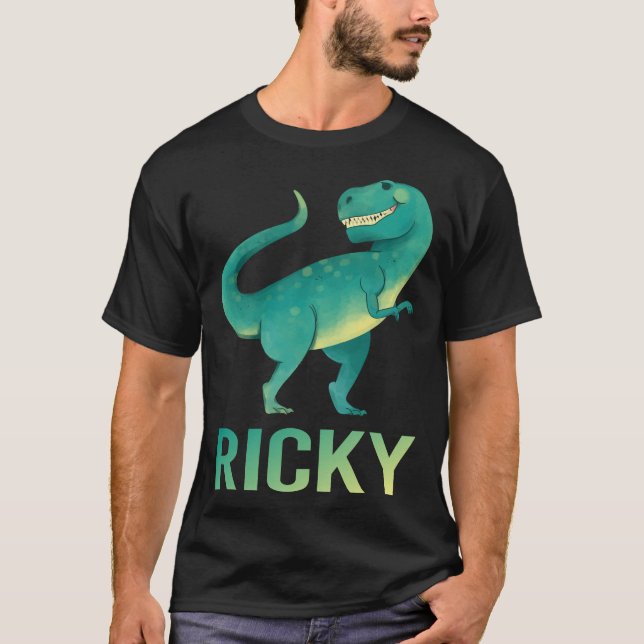 T-shirt Happy Dinosaur - Ricky Name (Devant)