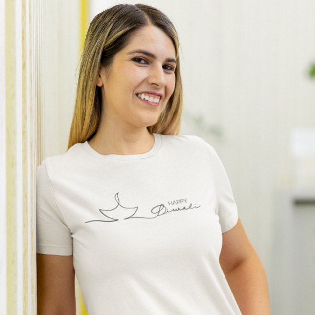 T-shirt Happy Diwali minimaliste une ligne (Créateur téléchargé)