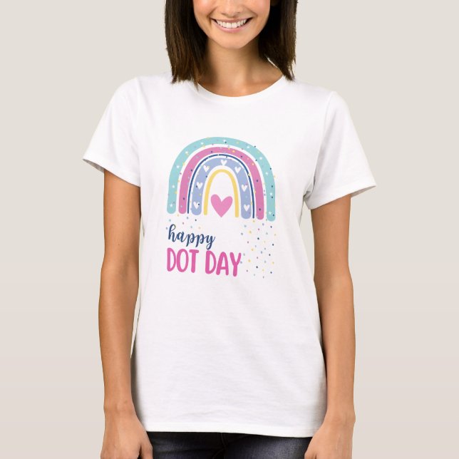 T-shirt Happy Dot Day - Boho Rainbow and dots (Devant)