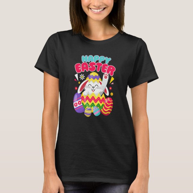 T-shirt Happy Easter Bunny Easter Eggs Men Women Kids (Devant)