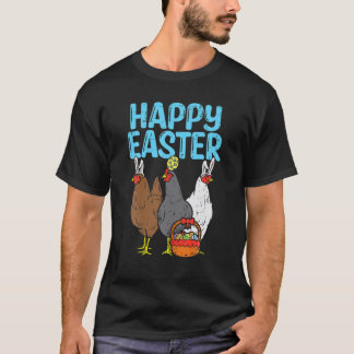 T-shirt Happy Easter Chicken Bunnies Egg Animal Farmer Pou