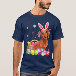 T-shirt Happy Easter Cute Bunny Dachshund Wearing Bunny Ea