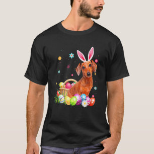 T-shirt Happy Easter Cute Bunny Dachshund Wearing Bunny Ea