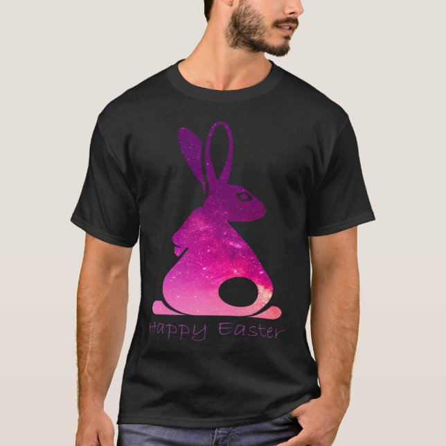 T-shirt Happy Easter Day Bunny rabbit pink solar system cl (Devant)