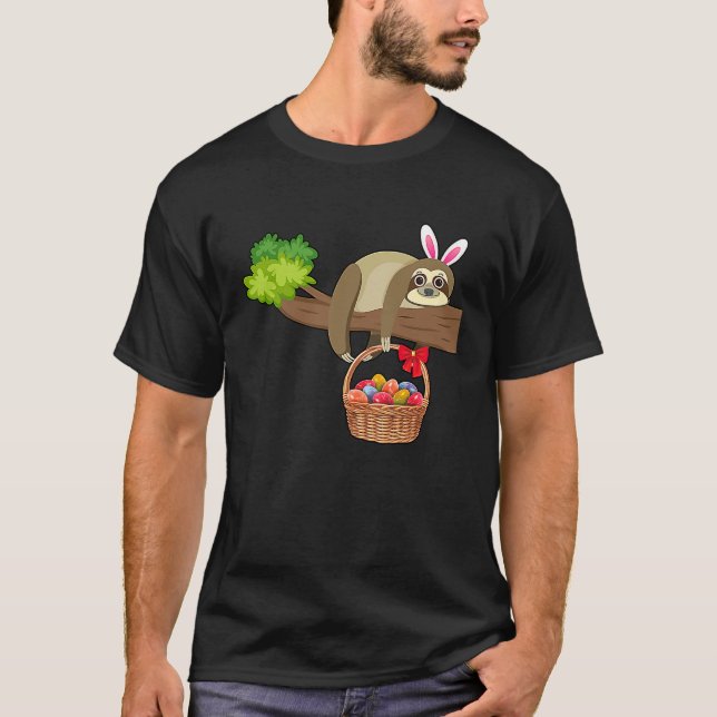 T-shirt Happy Easter Egg Hunt With Sloth (Devant)