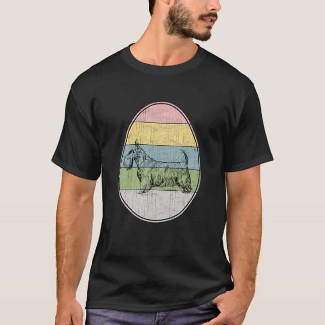 T-shirt Happy Easter Egg Scottish Terrier Dog Graphic East (Devant)