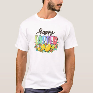 T-shirt Happy Easter Floral Easter Eggs