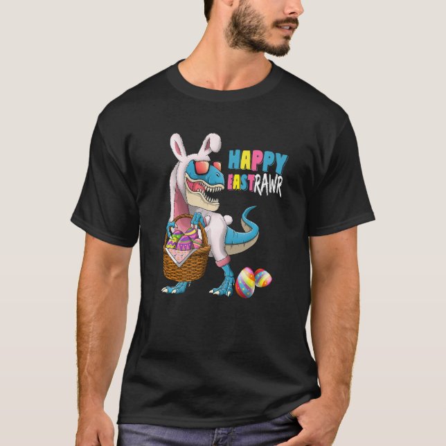 T-shirt Happy Eastrawr T Rex Dinosaur Easter Bunny Egg Cos (Devant)