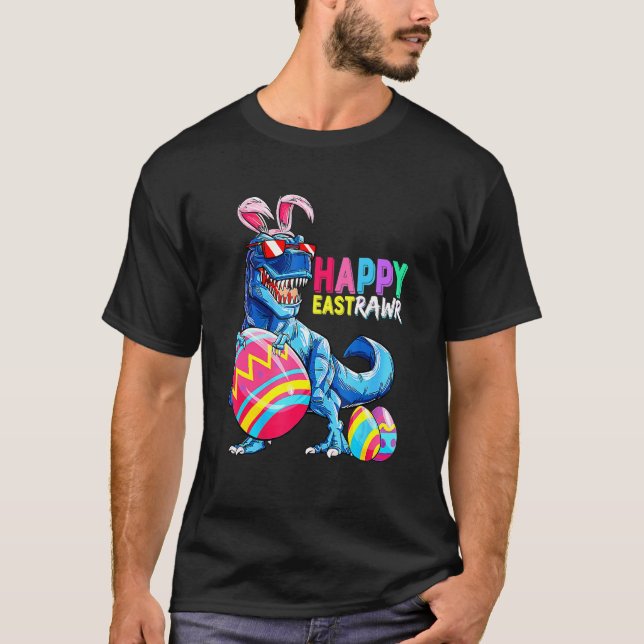 T-shirt Happy Eastrawr T Rex Dinosaur Easter Bunny Egg Cos (Devant)