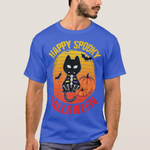 T-shirt Happy Éffrayant Halloween mignonne Chat Squelette