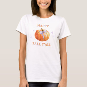 T-shirt Happy Fall Y’all Citrouille Bow Femme mignonne