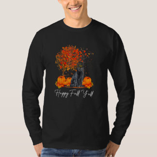 T-shirt Happy Fall Y Tous Citrouilles Chat Hanksgiving Sec