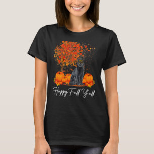 T-shirt Happy Fall Y'All Citrouille Chat Thanksgiving Seco