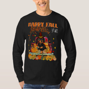 T-shirt Happy Fall Y'all Dachshund Dog on Truck Pumkin Fa