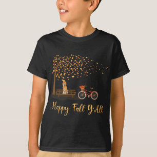 T-shirt Happy Fall Y'All Funny Golden Retriever Dog Automn