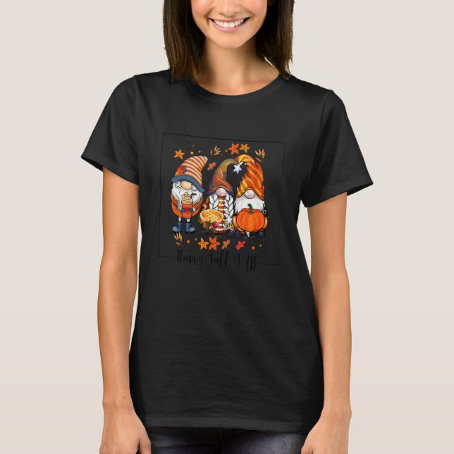 T-shirt Happy Fall Yall Gnomes Leopard  Autumn Fall Gnomes (Devant)