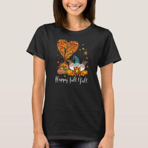 T-shirt Happy Fall Y'all Gnomes Leopard Citrouille Automne